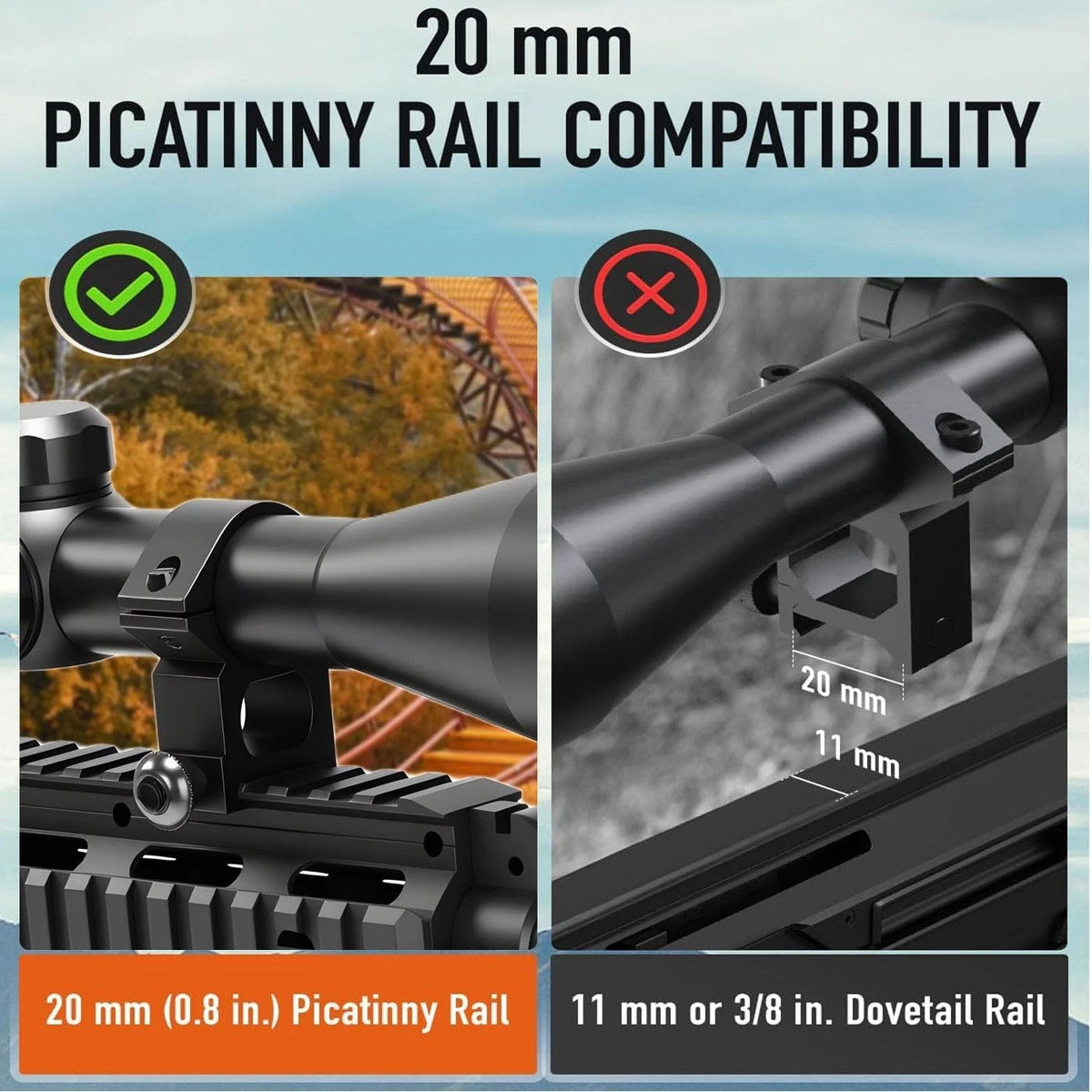 Rifle Scope 3-9X40, Red/Green Rangefinder Illuminated Optical Black