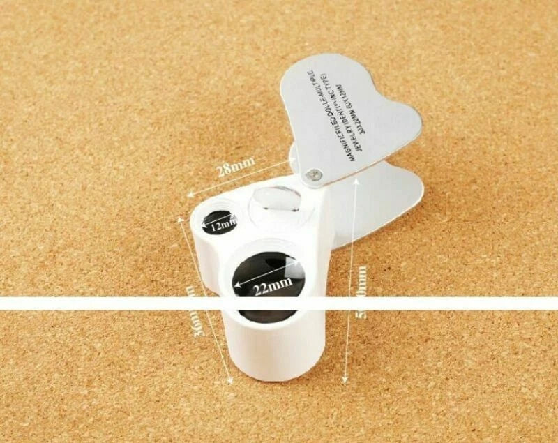 Protable 30x 60x Jeweler Loupe Dual lenses Band Light Antique geology Magnifier
