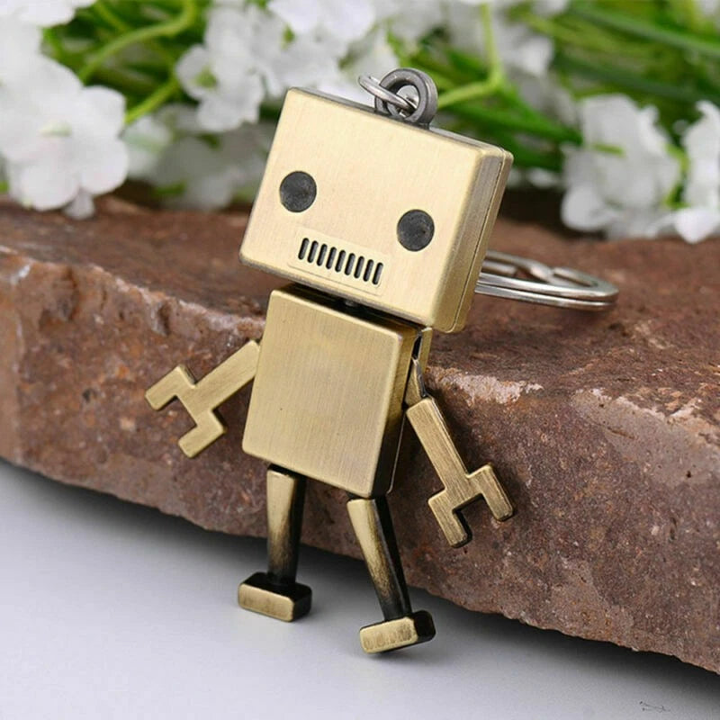 Mini Cute Movable Metal Robot Keychain Keyring Key Chain Ring Bag Purse Pendant