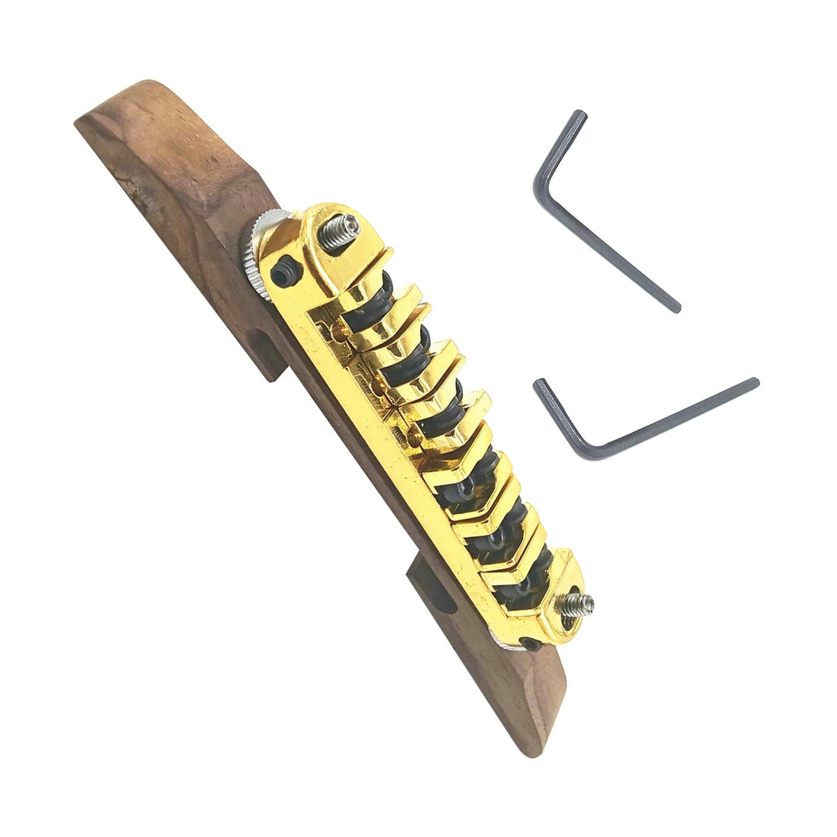 Gold Adjustable Metal Bridge With Roller Saddles For Archtop Jazz Guitar