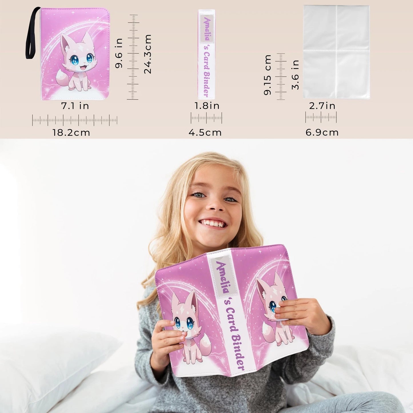 Trading Card Binder 4 Pocket Gifts for Girls, 440 Pockets Large, Pink Sakura