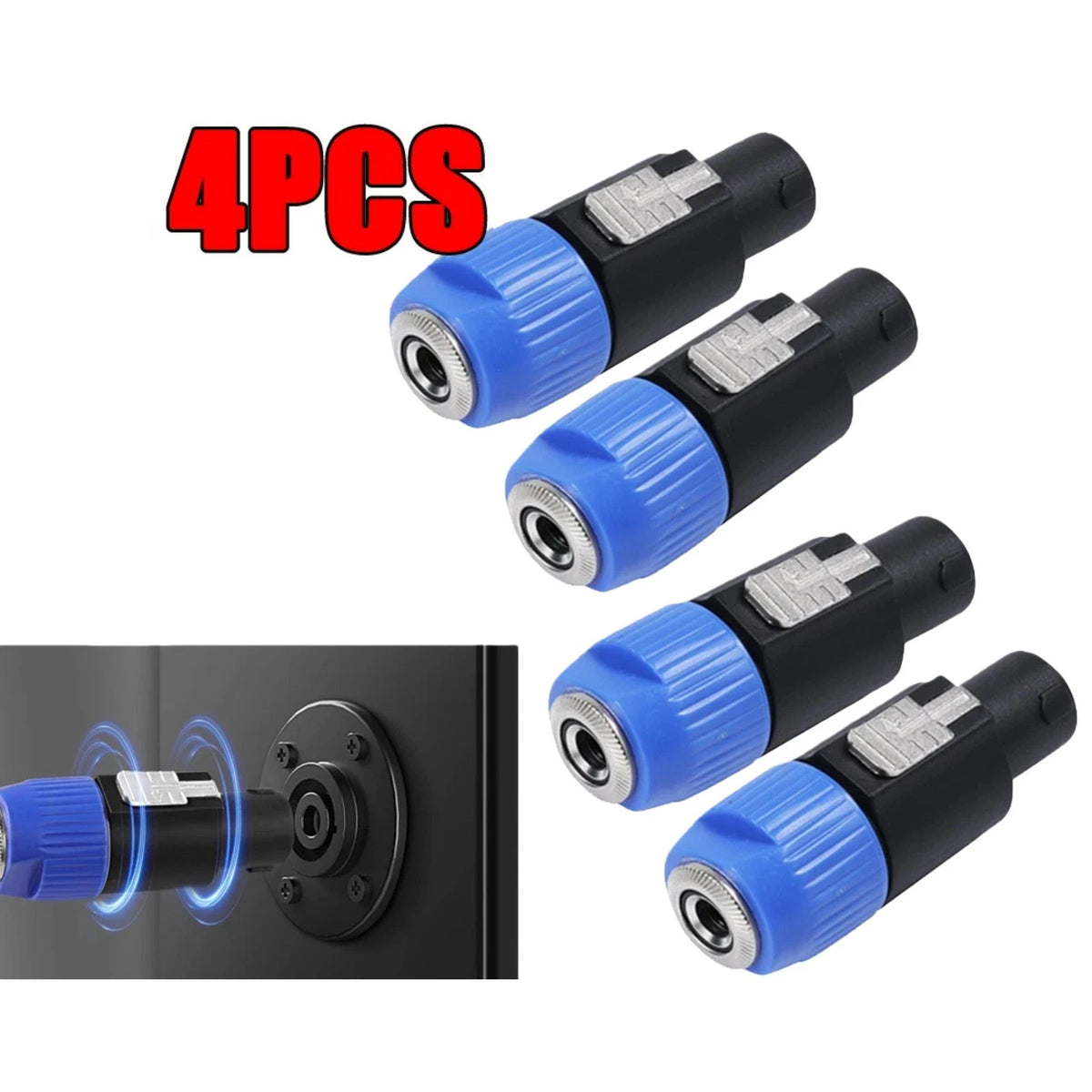4pcs Speaker Cable Plug with Stress Relief Feature for 10-16 Gauge AWG Cables