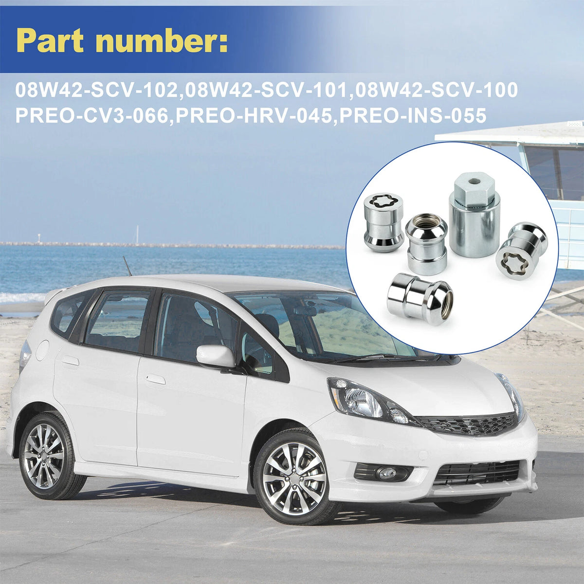 Wheel lock set for Honda CR-V 2007-2016, 2023-2025 08W42-SCV-101