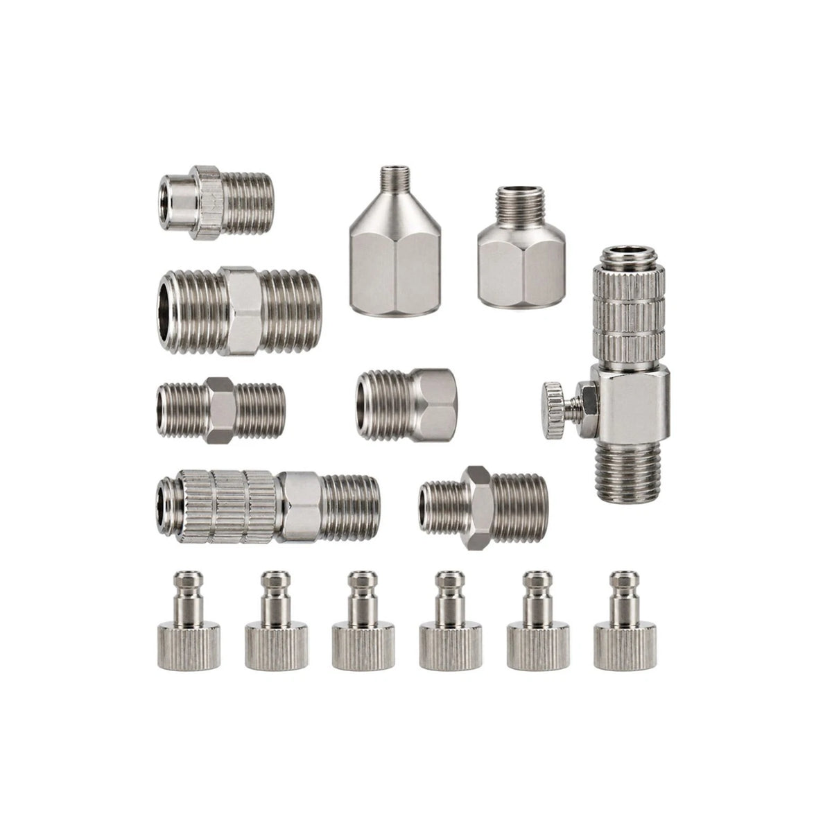 15X Professional Airbrush Adapter Kit For Air Compressor Rustproof Connector Set