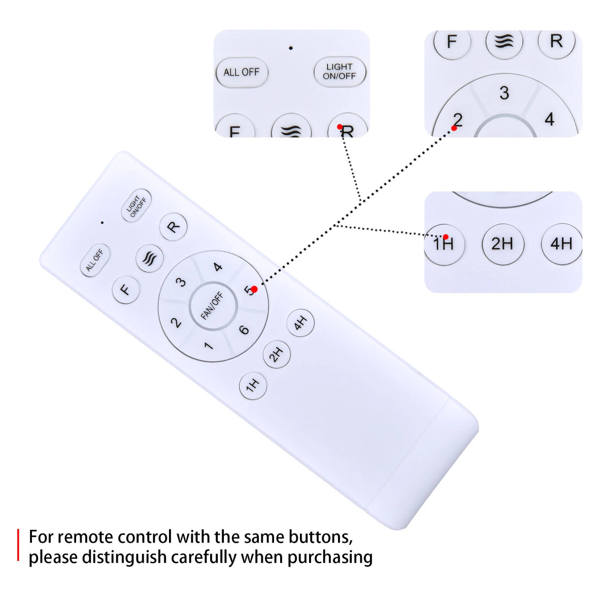 Replacement Remote Control For SHIHOT Fanbulous LEDIARY Ceiling Fans