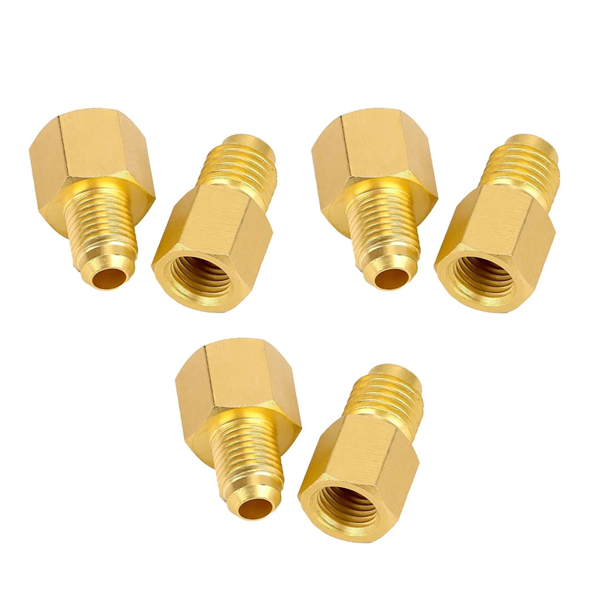 Brass Refrigerant Adapters Kit for R12 R134a Systems Vacuum Pump Port Connection