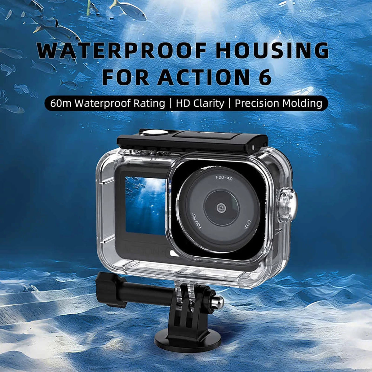 Waterproof Case for DJI Osmo Action 6 with Optical Lens Cover Anti Fog Inserts
