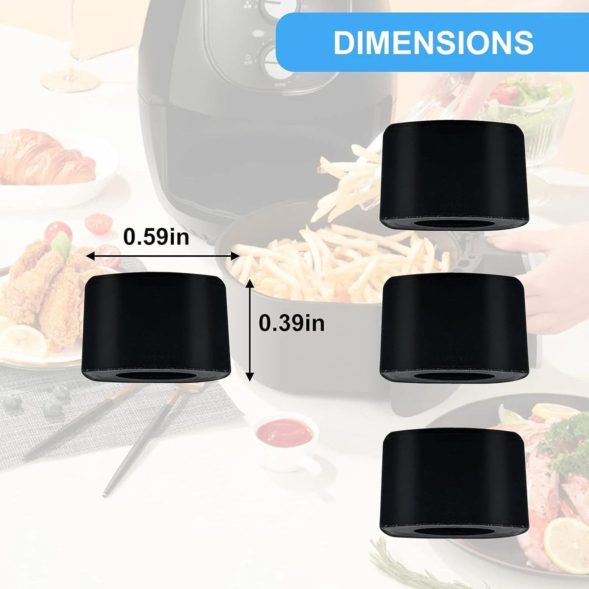 Nvkwca 8PCS Air Fryer Rubber Spacers for PowerXL 2QT Fit 7QT, Black
