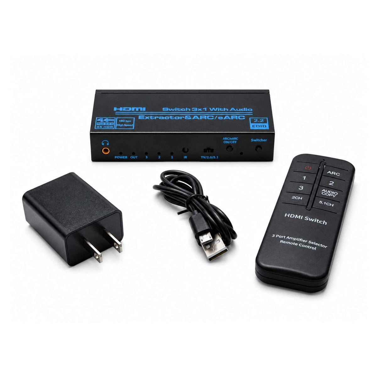 HDMI 3X1 Switch Splitter Audio Extractor 4K 1080P Video Converter For PS4 TV PC