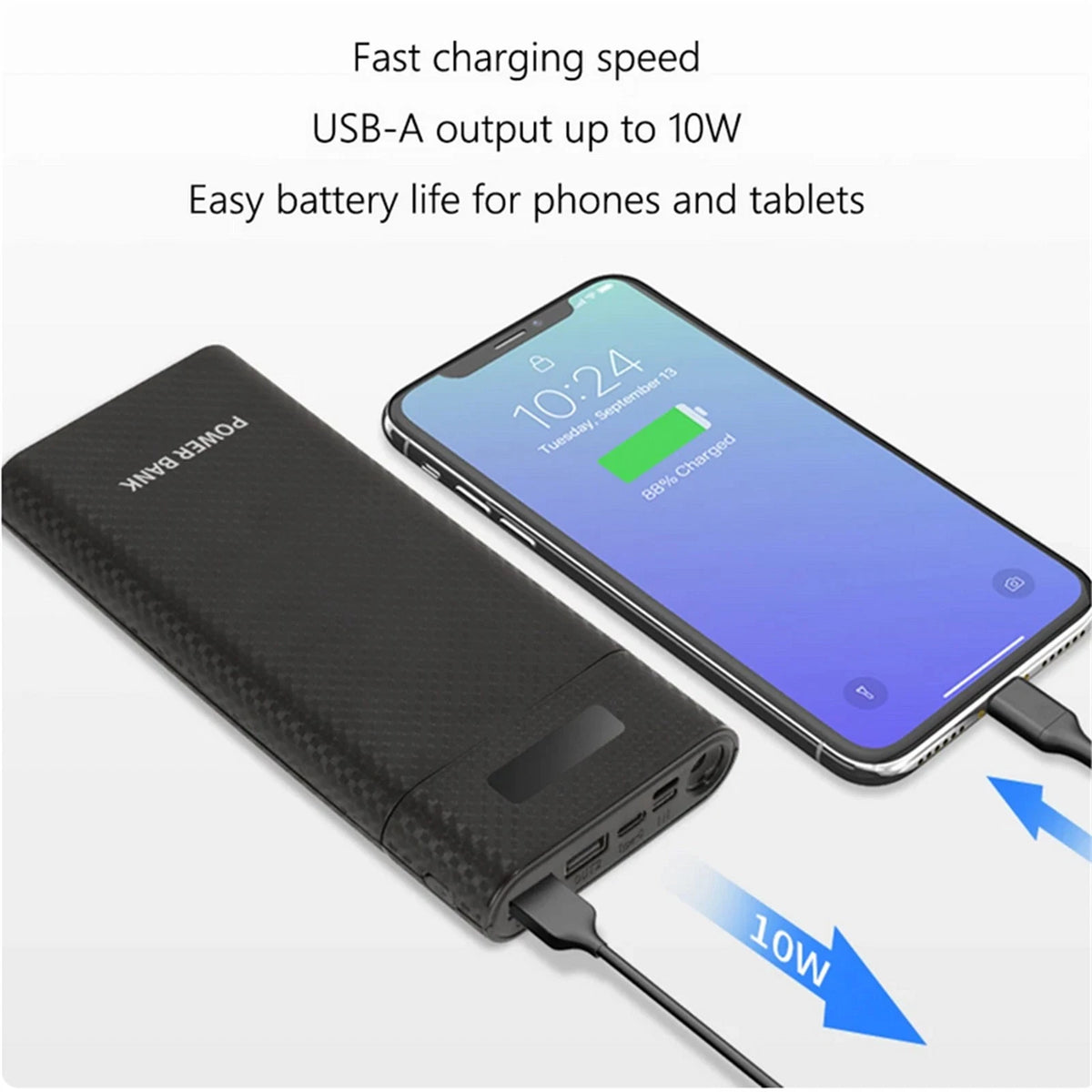 8*18650 DIY Digital Display Mobile Power Fast Charging Box without Batteries