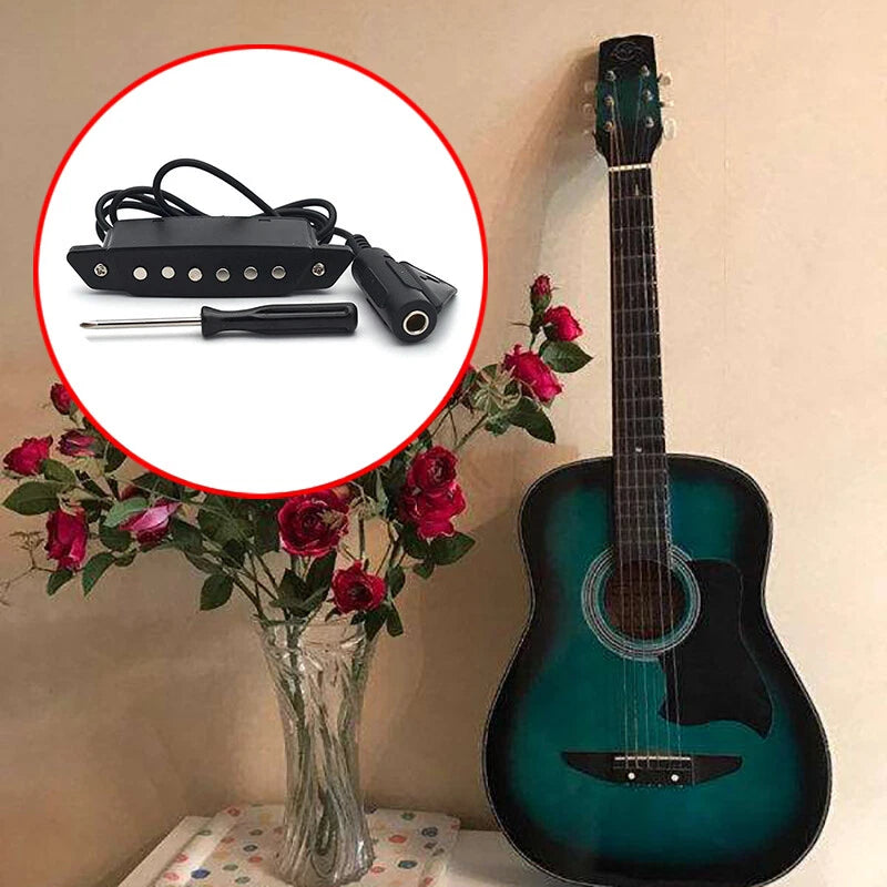 Acoustic Guitar Soundhole Magnetic Pickup Humbucker Passive With Power Jack A