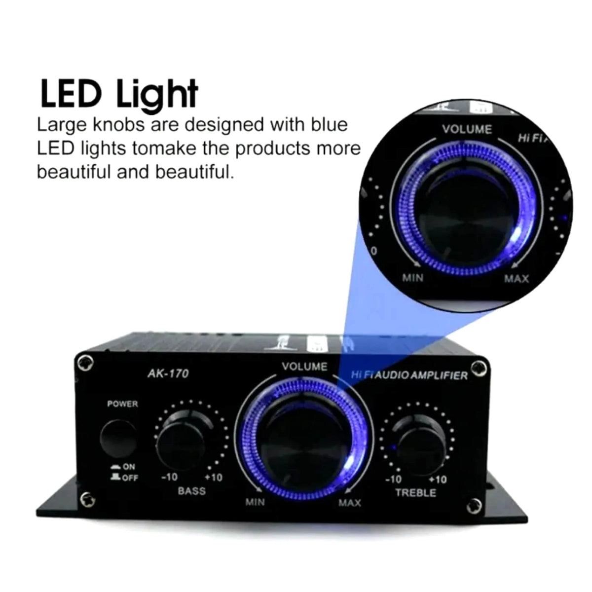 400W 2.0 Channel Powerful Stereo Audio Power Amplifier HiFi Bass Amp Car Home