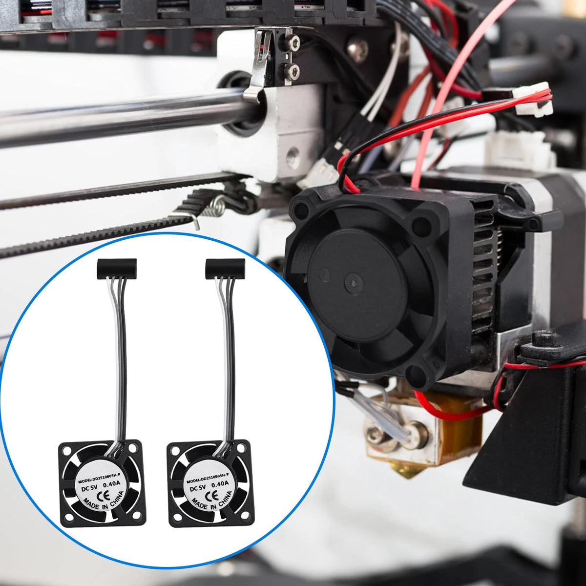 2pcs Extruder Hotend Cooling Fans for Bambu Lab P1P/P1S 3D Printer, black
