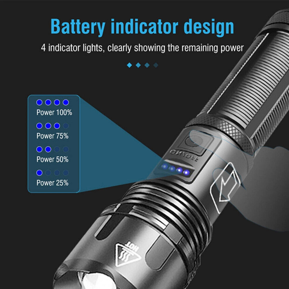 1000 lumens Super Bright LED Flashlight Tactical Rechargeable Waterproof