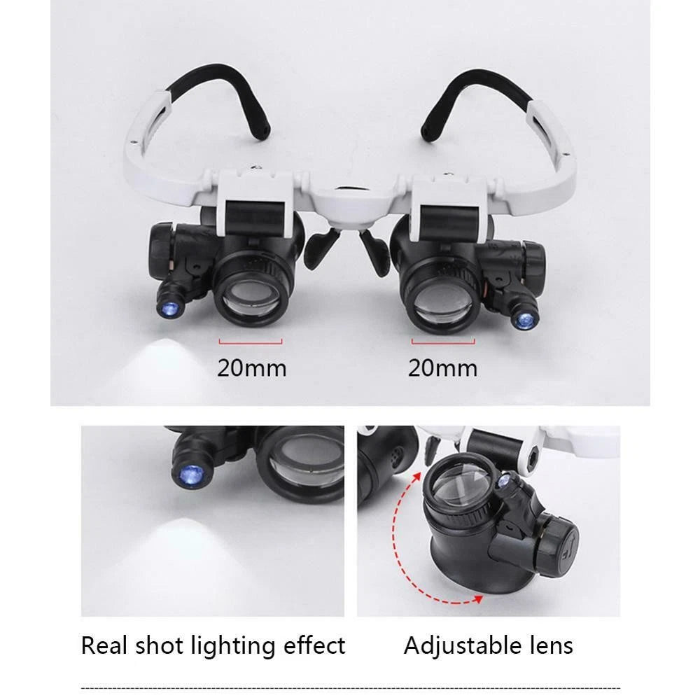 LED 8X 15X 23X Adjustable Magnifier Grass Eye Loupe Lens Jewelry Watch Repair