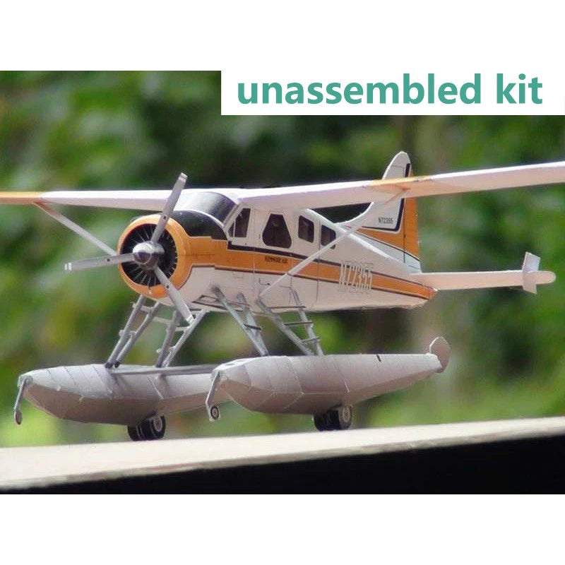 1:32 Paper DHC-2 Beaver Float Seaplane 3D Plane Aircraft Unassembled Kirt Gift