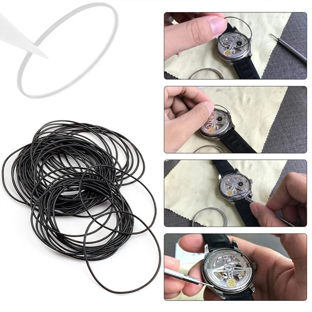 200Pcs Replacement Rubber 0.5mm 0.6mm O-ring watch washer waterproof Washer B