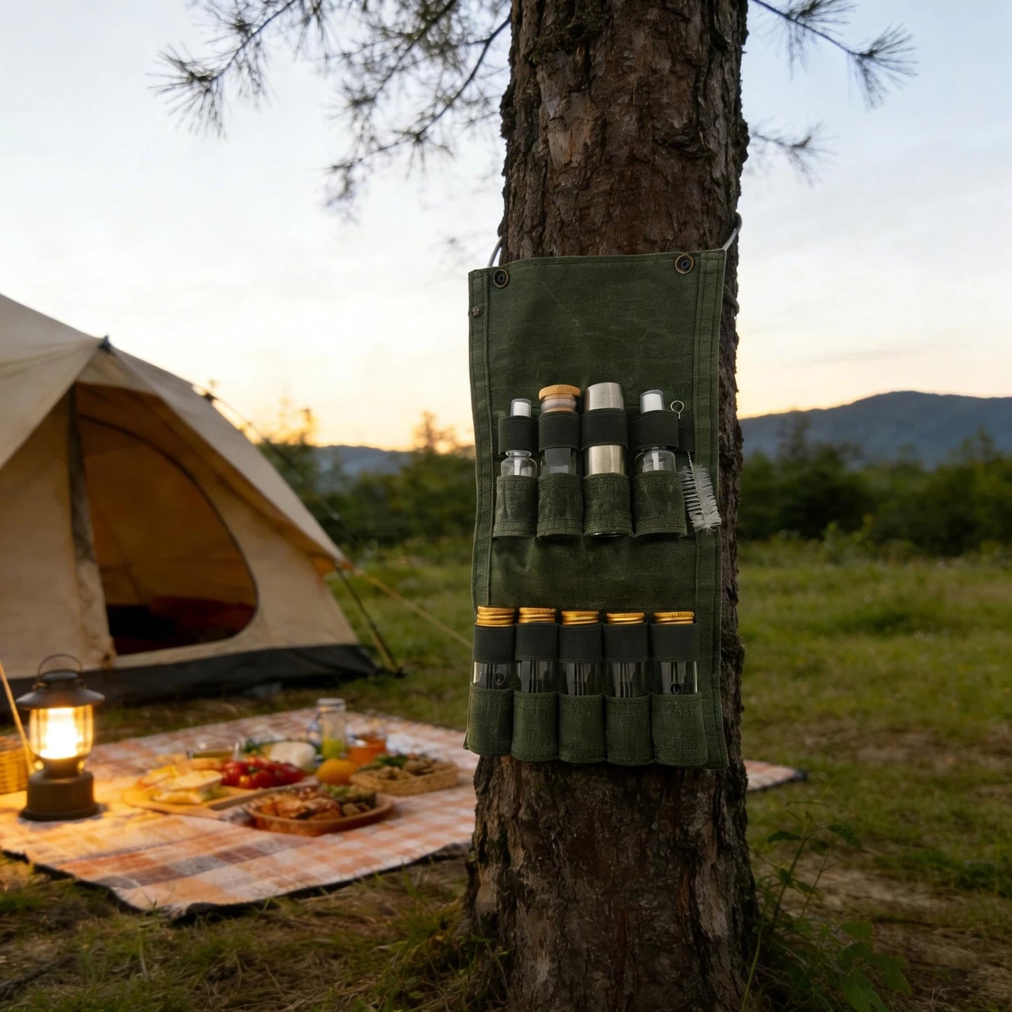WINRIOO Camping Travel Spice Kit,Portable Mini 19×11×6 cm, Green