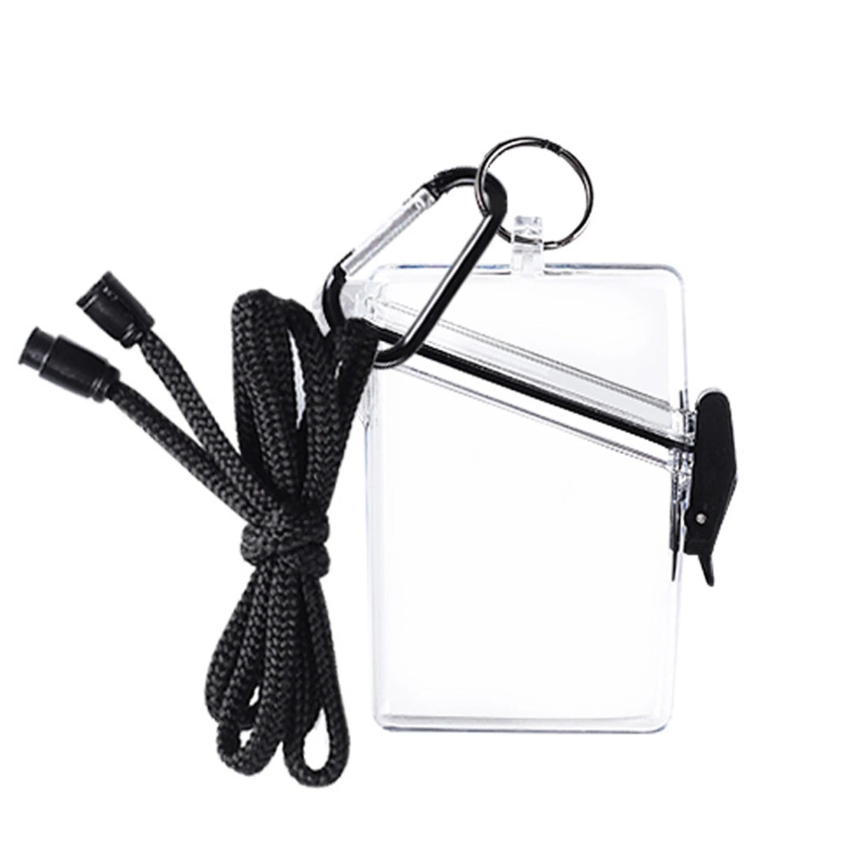 1*Waterproof ID Card Clear Holder Hard Case Plastic Protector With Lanyard