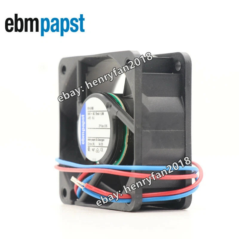 Ebm papst 614NN Axial Fan DC 24V 75mA 1.8W 60x60x25MM 40m3/h 35dBA Cooling Fan