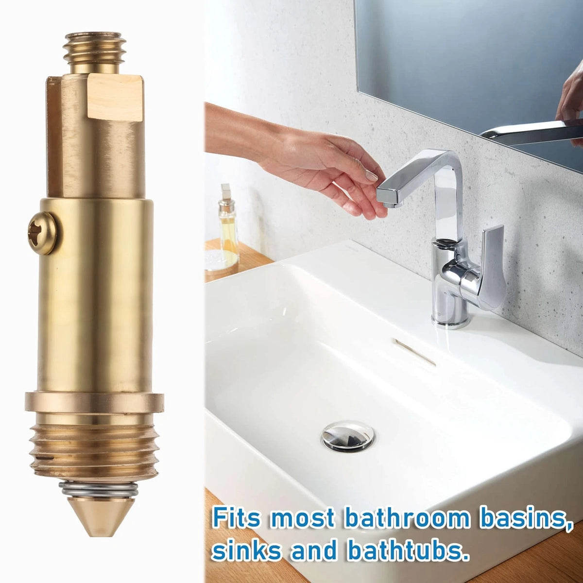 2 Pcs Basin Sink Clicker Pop Up Tub Drain Stopper Gold