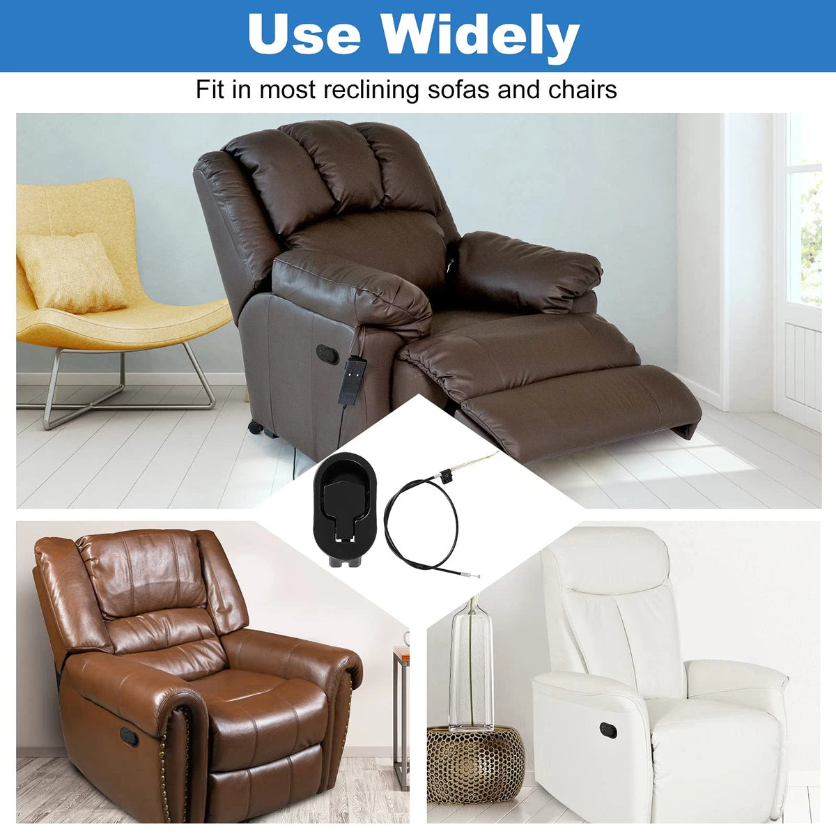 Nonley Heavy-Duty Metal Recliner Handle Exposed Cable Length 4.9 inch, 1 Pack
