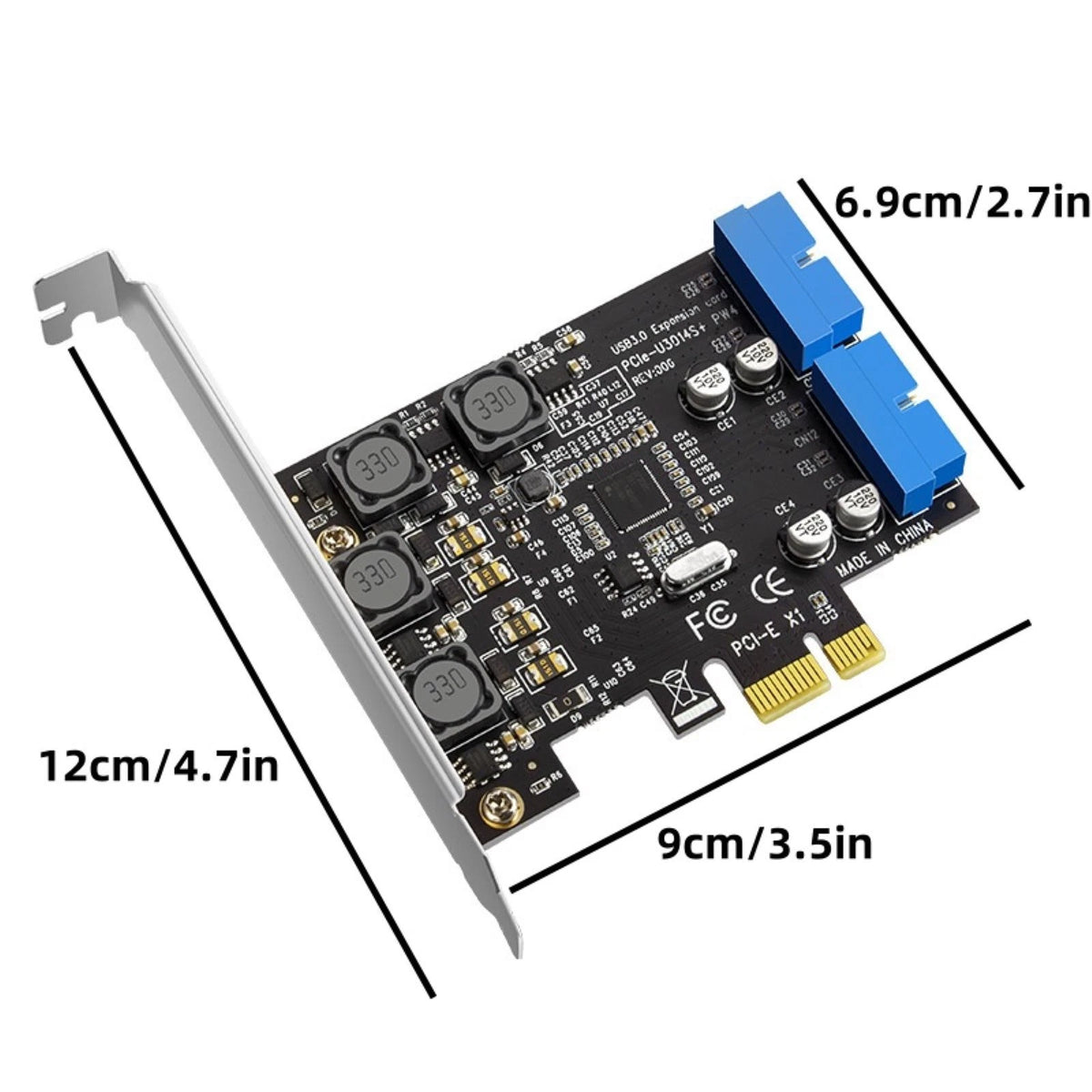 1*PCIE to Internal 2 Port 19Pin Header 4 Port USB 3.0 Expansion Adapter Card