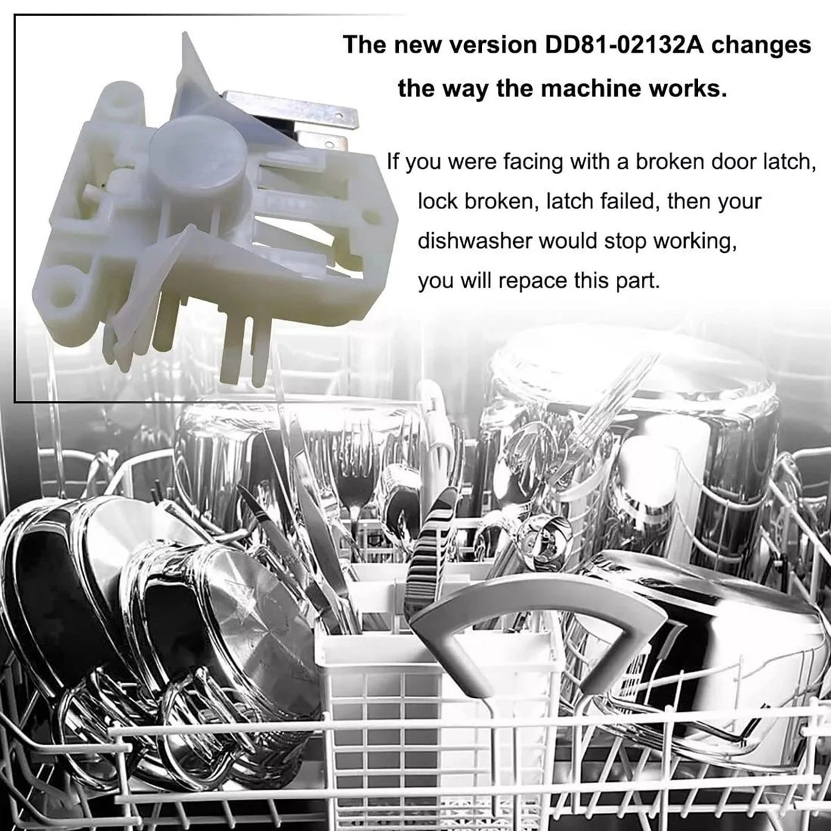 Upgraded DD81-02132A Dishwasher Door Latch For Samsung DW80K5050UB/AA-00