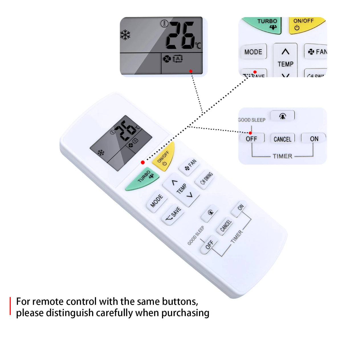 Replacement Remote Control For DAIKIN Air Conditioner ARC470A1