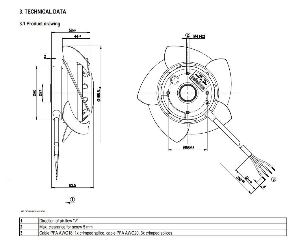 Replacement For W2D160-EB22-18 Axial Fan 400V Siemens Servo Spindle Motor Fan