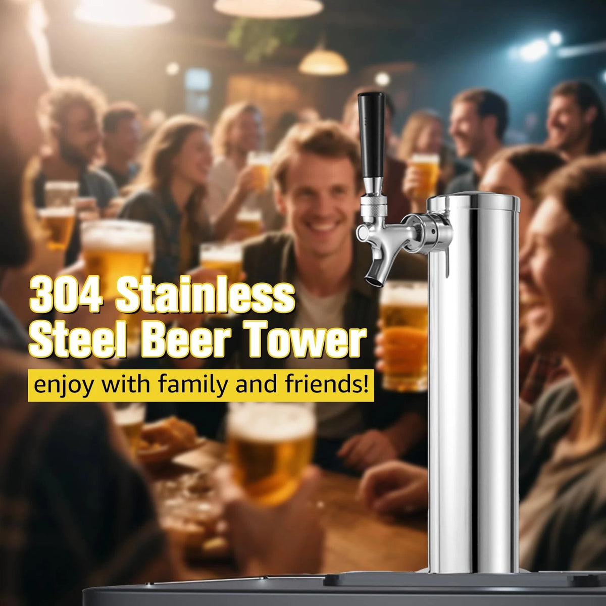 Hgkeke Beer Tower Single Tap Draft Tower, Silver