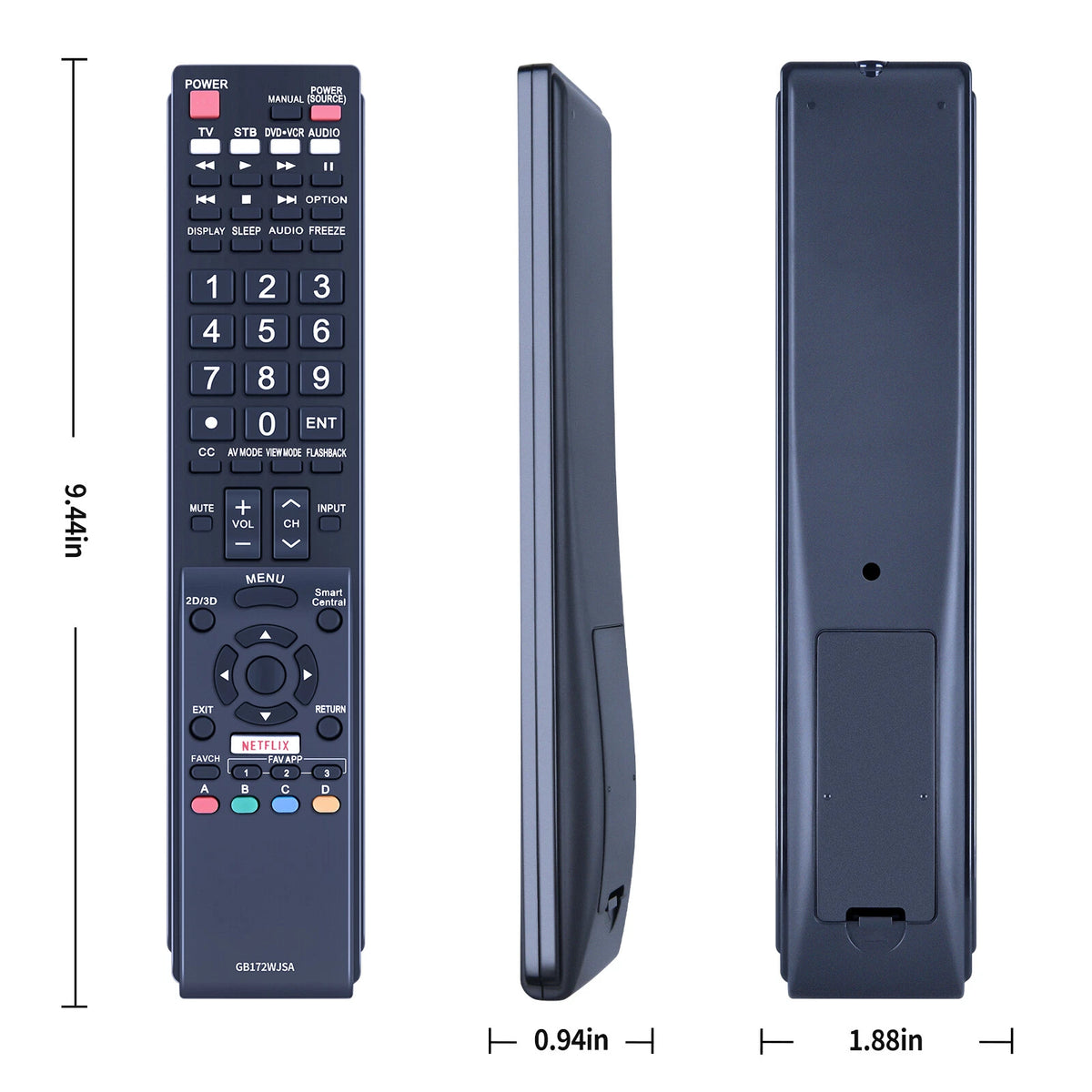 GB172WJSA Remote Control For Sharp AQUOS TV RRMCGB172WJSA LC-60EQ30U