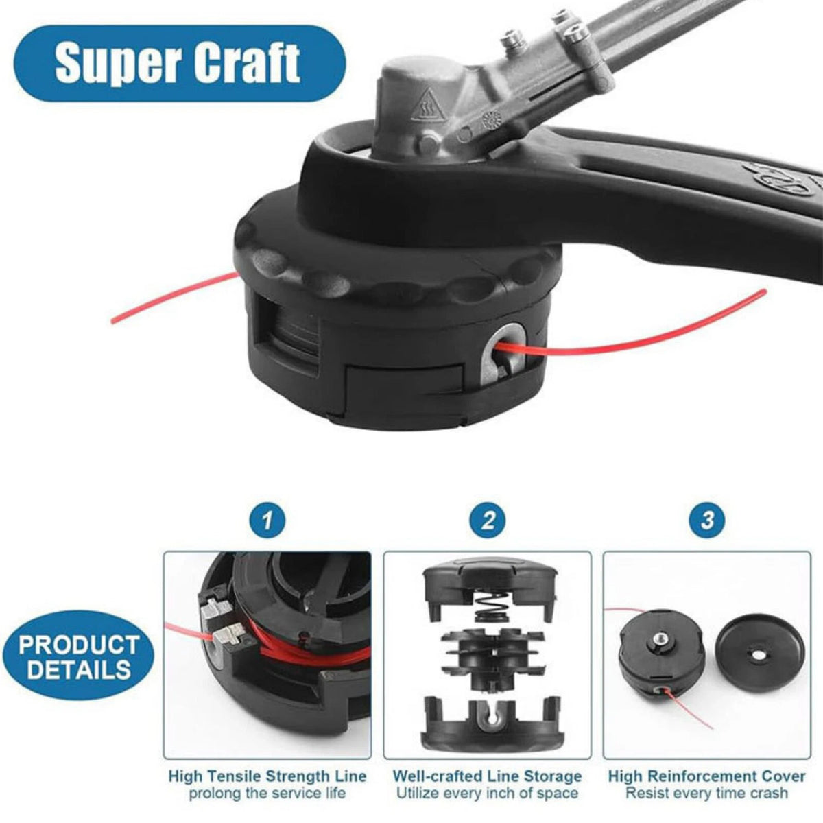 1PC Black Plastic Trimmer Head Replace For Echo SRM Straight Shaft Trimmers