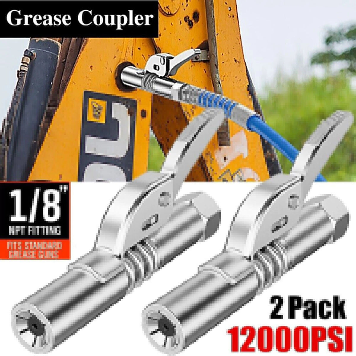 2PCS High-Pressure Quick Release Lock Oil Injection Nozzles 1/8" NPT Adapter