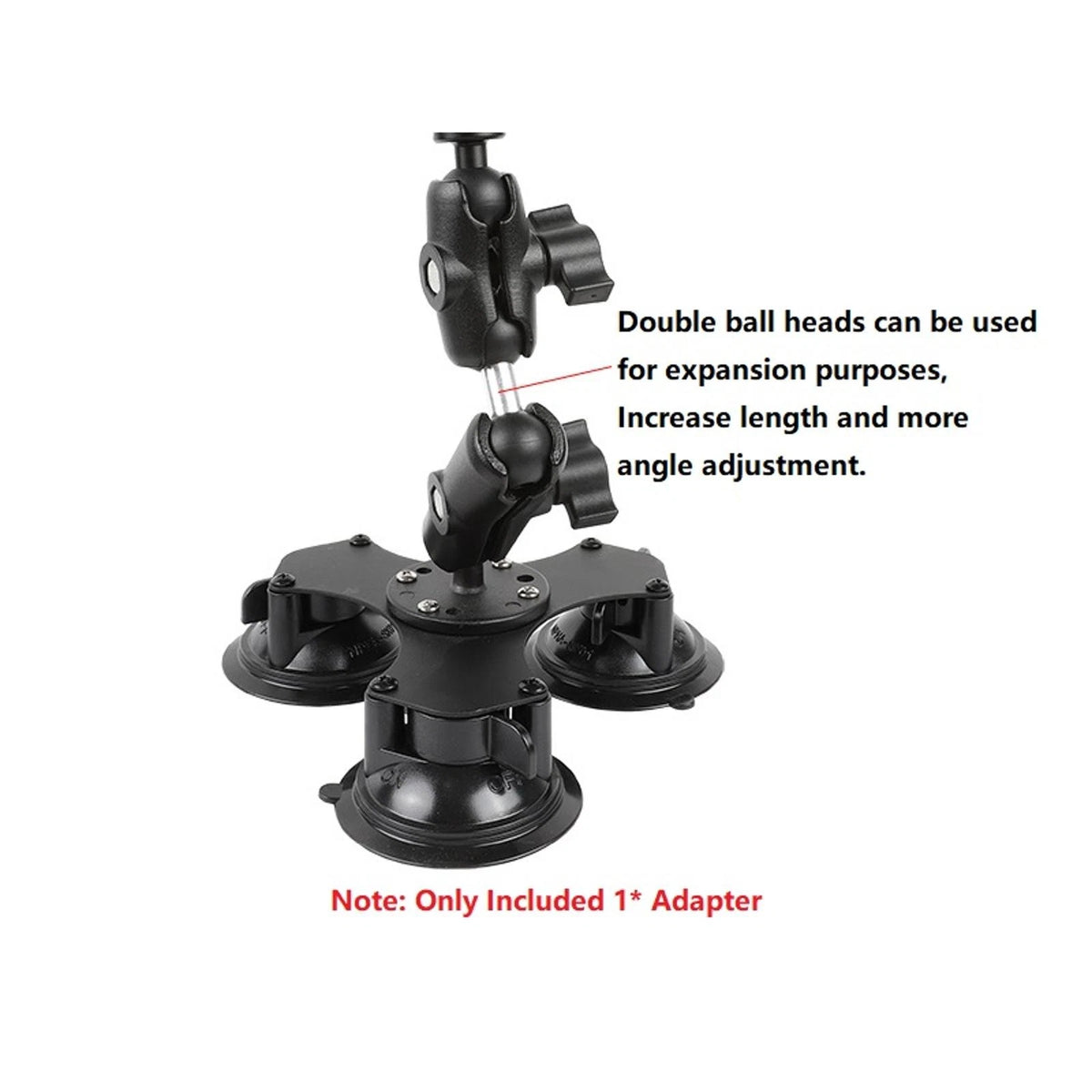 25mm to 25mm Double Ball Joint Adapter Flexible For Brackets Black