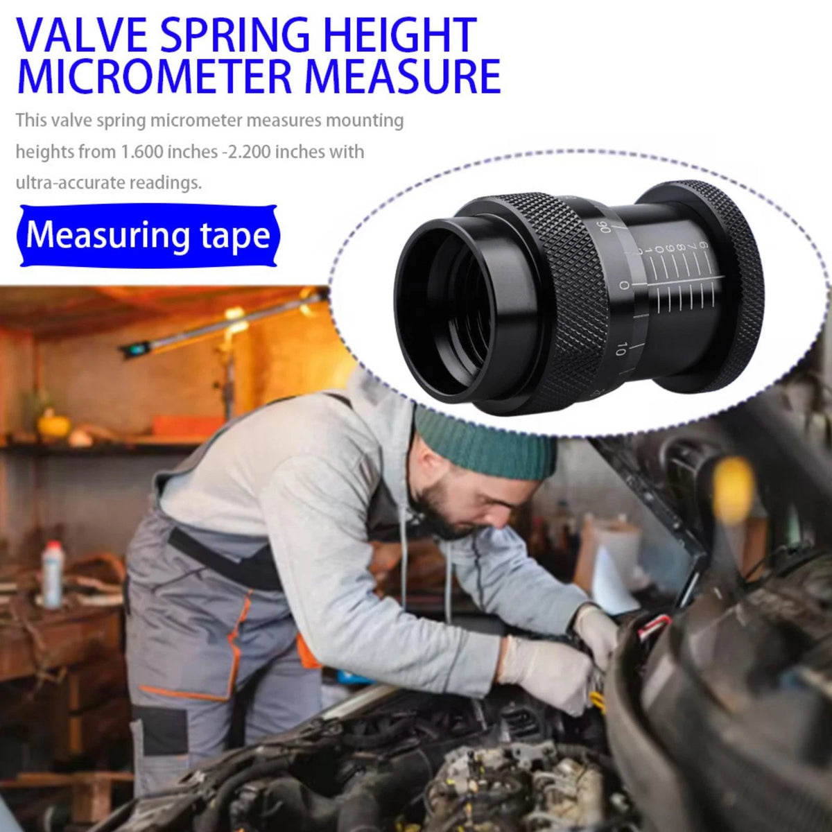 Valve Spring Installed Height Measurement Tool 1.600"-2.200" Micrometer Gauge