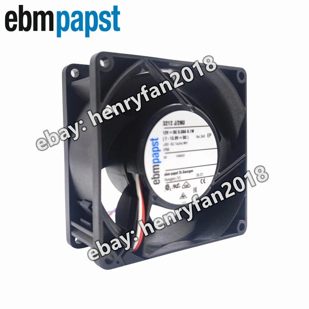 Ebmpapst 3212J/2NU-343 Axial Fan DC 12V 8.1W 90*90*38MM 130m3/h IP68 Cooling Fan