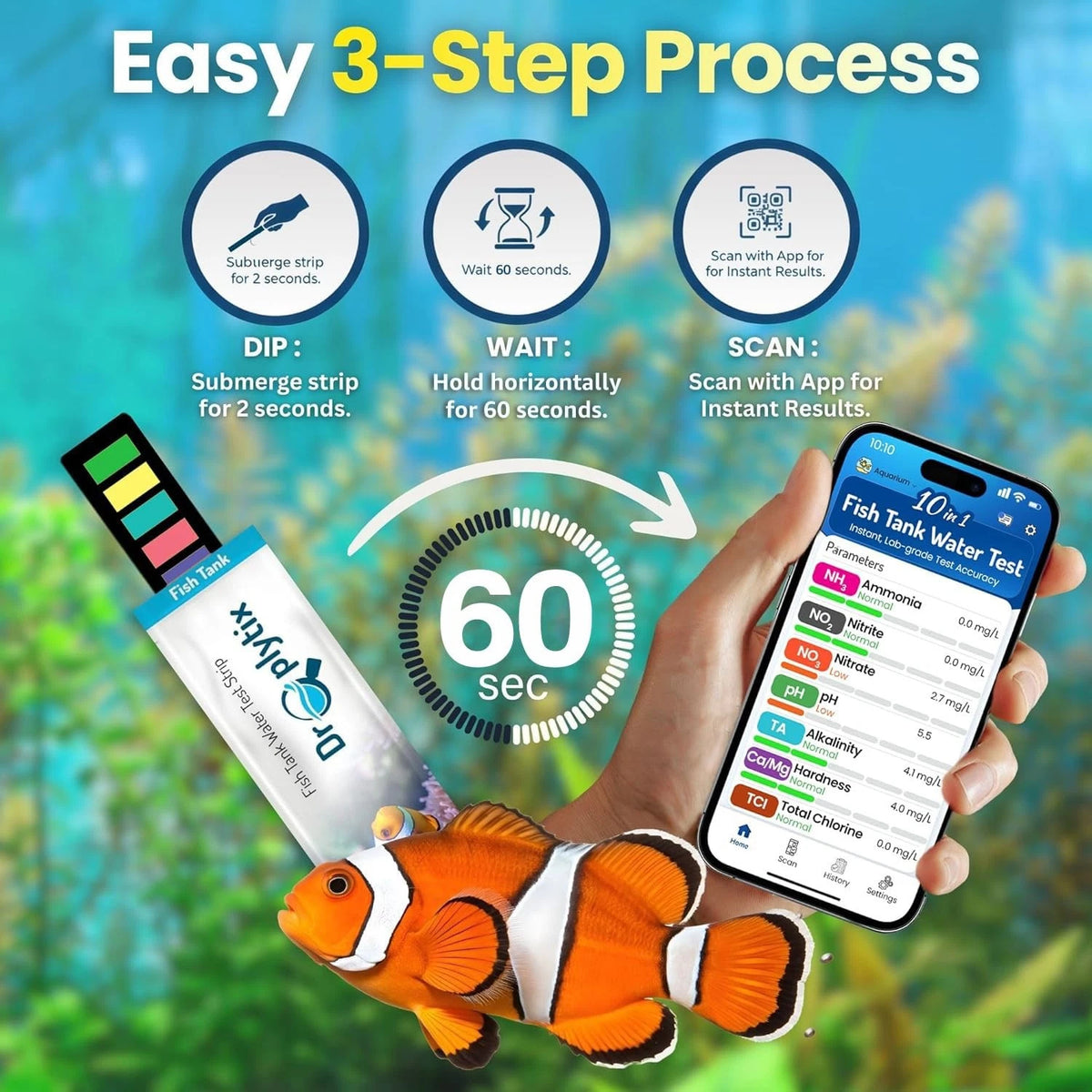 DROPLYTIX Digital Aquarium Water Test Kit, App-Enabled 10-in-1 Freshwater &...