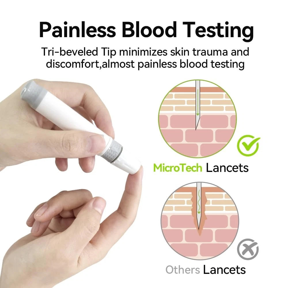 MicroTech Blood Glucose Test Strips & Lancets, 180d Opening 100 Count, Non