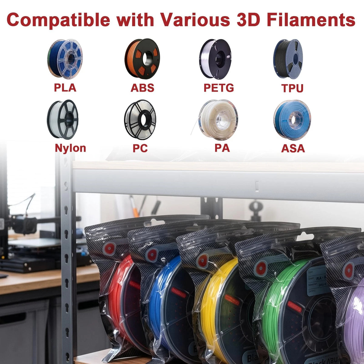 50 PCS Filament Storage Bags, 3D Printer 12.6 x 13.4 in, Black-50 Pcs