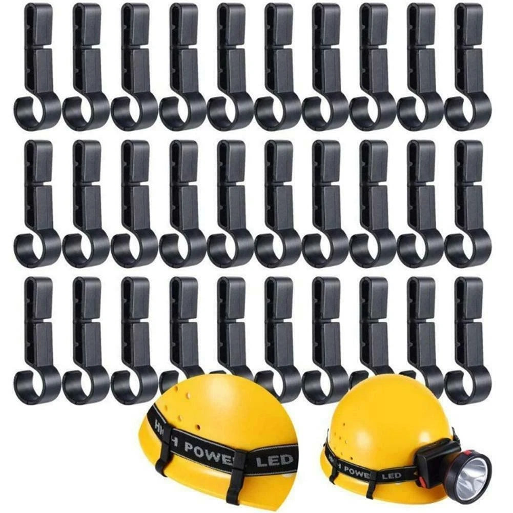 20Pack Headlamp Clips Attachment Head Light Clamps Black Hard Safety Cap Hook