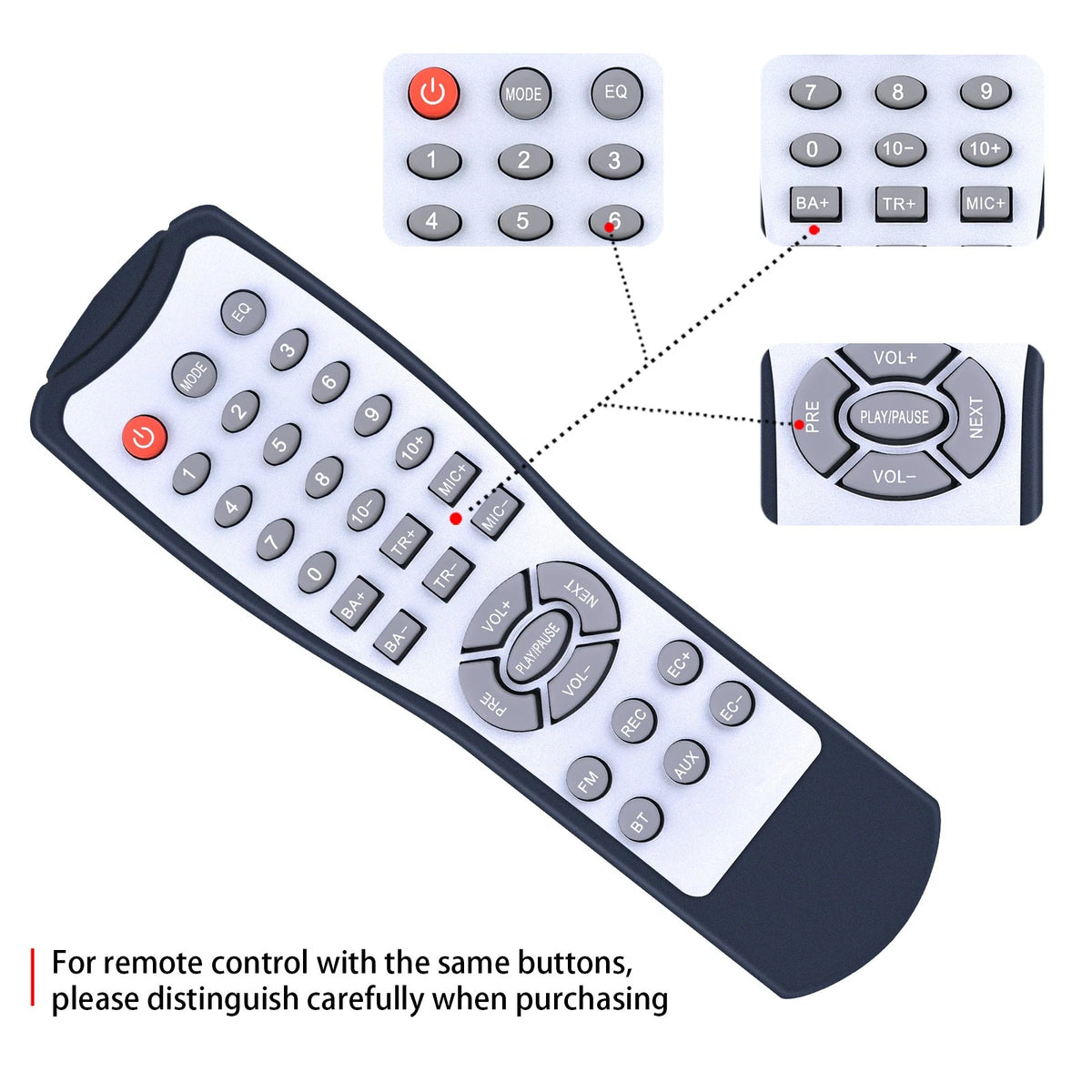 Replace Remote Control For Tenmiya Boombox A25 Portable Bluetooth Speaker