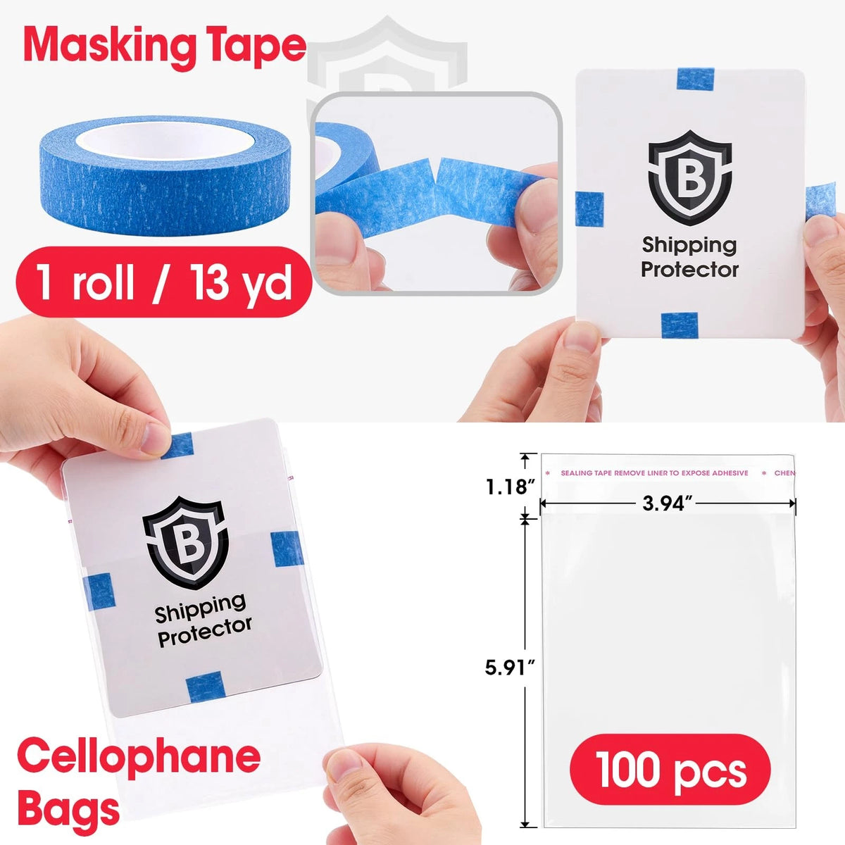 BGUP Trading Card Shipping Supplies Kit, Includes 120 3.5" X 4.5", 60p-S
