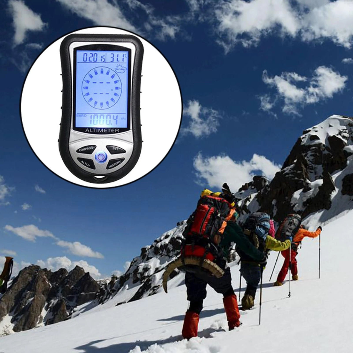 Outdoor Hiking Hunting LED Digital 8 in1 Compass Altimeter Barometer Thermometer