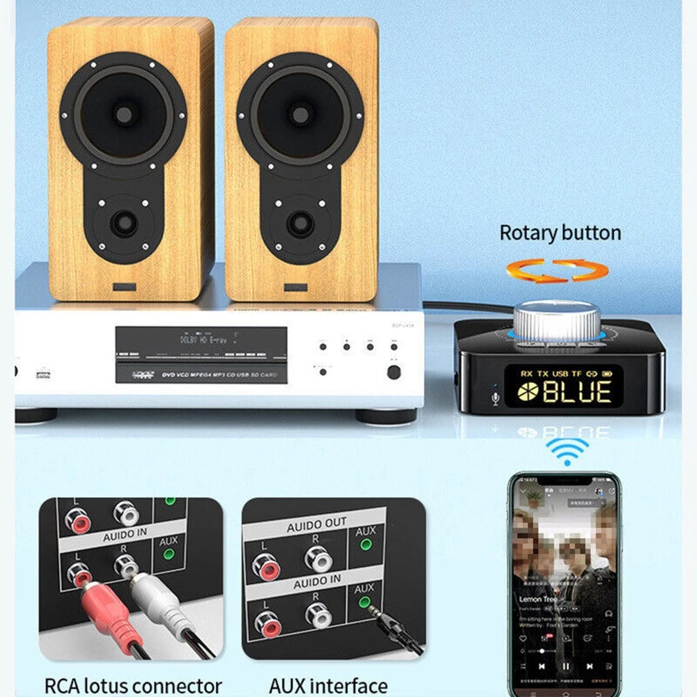 Bluetooth 5.0 Receiver Wireless 3.5mm Jack AUX TF Card RCA Audio Stereo Adapter