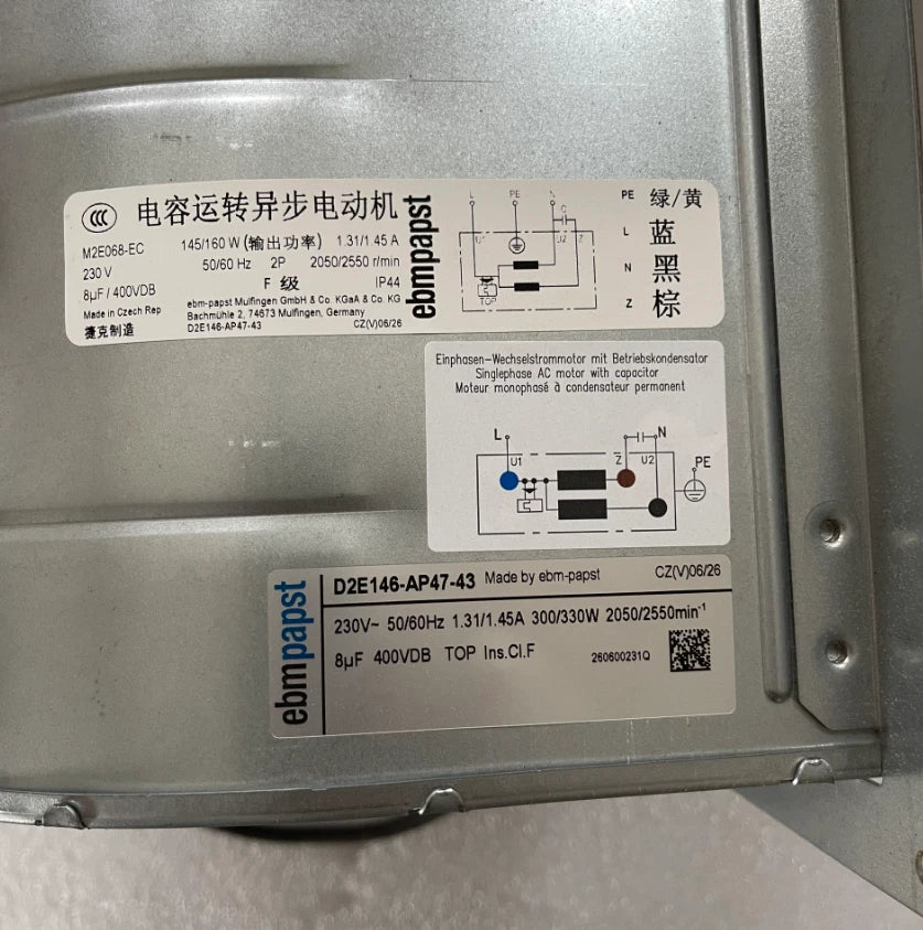 D2E146-AP47-43 ebmpapst Centrifugal Blower Industrial Cabinet Inverter Cooling