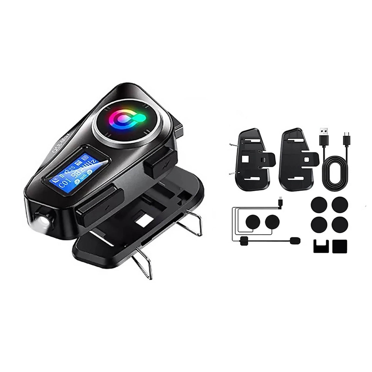 Support FM radio Motorcycle Intercom Helmet Bluetooth Headset LCD Waterproof