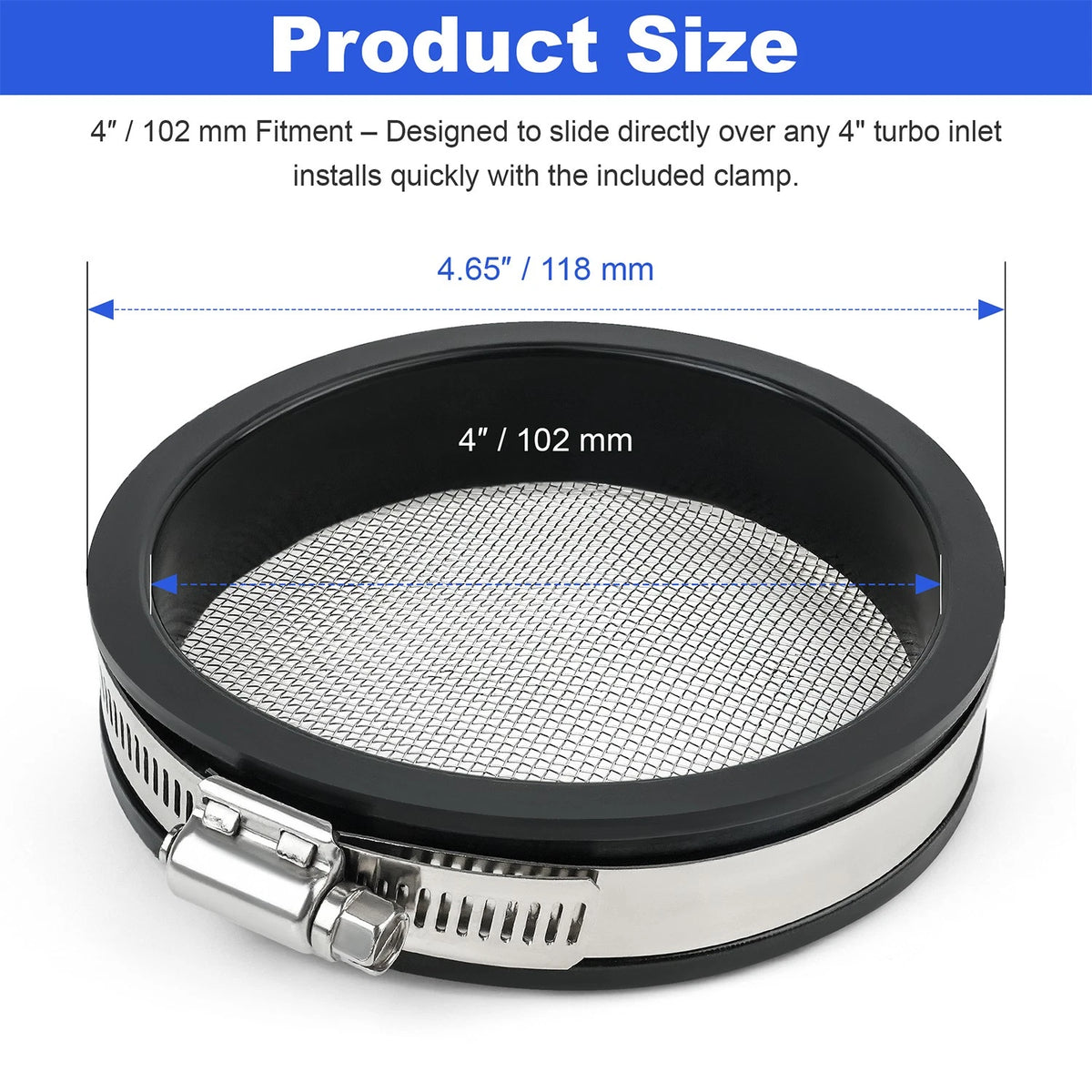 Turbo Inlet Grill Protector Guard Turbocharge Screen Mesh Air Inlet Filter 4"