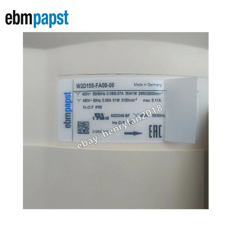 Ebmpapst W2D155-FA08-06 Replace W2D155-EA08-01 400VAC Siemens Spindle Motor Fan