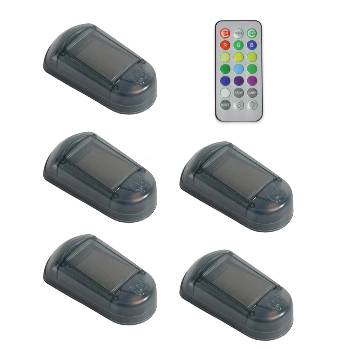 Wireless 5pcs LED Solar Cab Roof Lights With Remote For Trucks Amber Color